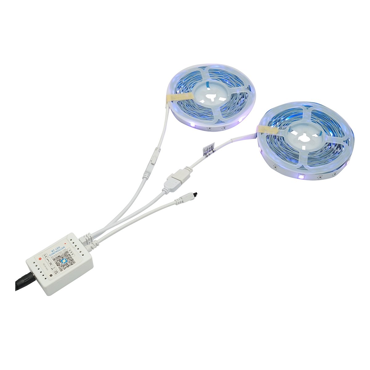 Banda LED smart 2x10m, 12V cu telecomanda, control vocal, bluetooth, aplicatie USB, 20m RGB Breckner Germany